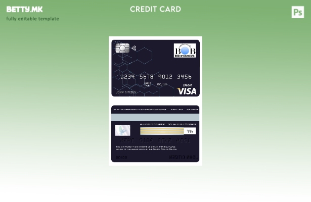 Шаблон за виза картичка во модерен стил на Бутанската банка на Бутан